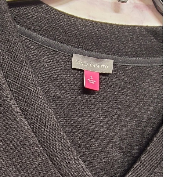 Vince Camuto Velour Crush V Neck Pullover Sweatshirt Rich Black Women's L - Picture 7 of 8